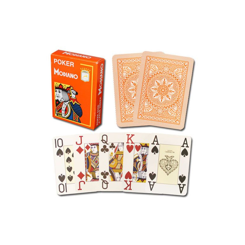 jeux de cartes poker modiano 4 index orange