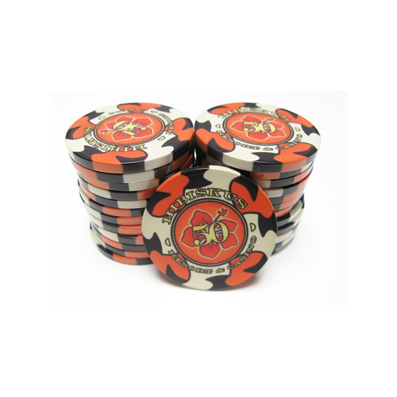 jeton de poker en ceramique hibis 50