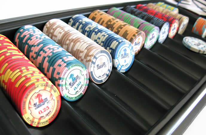 jetons de poker ceramique garden tranches alignées